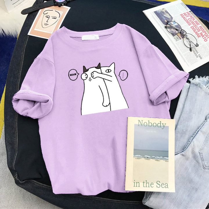 Femme Legesyg Grafik Kat T-Shirt Stilla