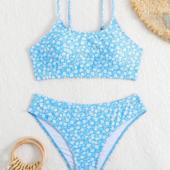 Dame komfortabel bikini sæt med blomstermønster og justerbare stropper Stilla