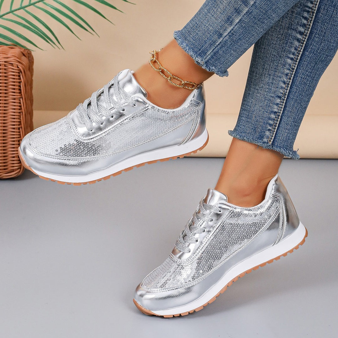 Dame Sneakers med glitrende paljetter og behagelig sål Stilla