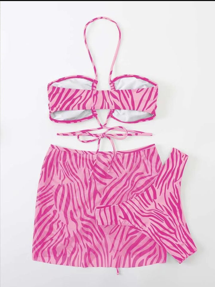 Dame Bandeau-bikini-sæt med gennemsigtig overkjole og fashionable design Stilla
