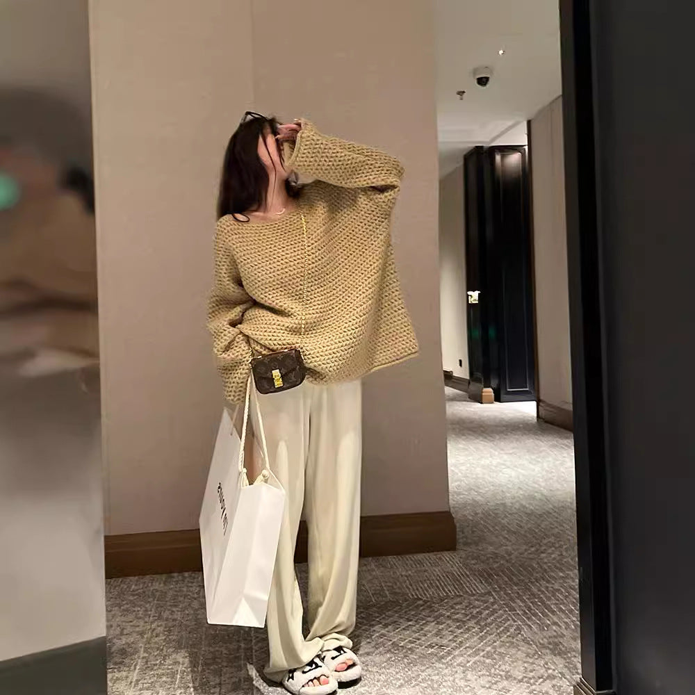 Kvindernes chunky striktrøje med en løs pasform og casual stil Stilla