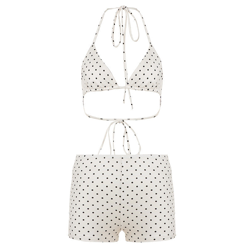 Damebikinisæt i højkvalitetsmateriale med moderne polka-prikker design Skovae