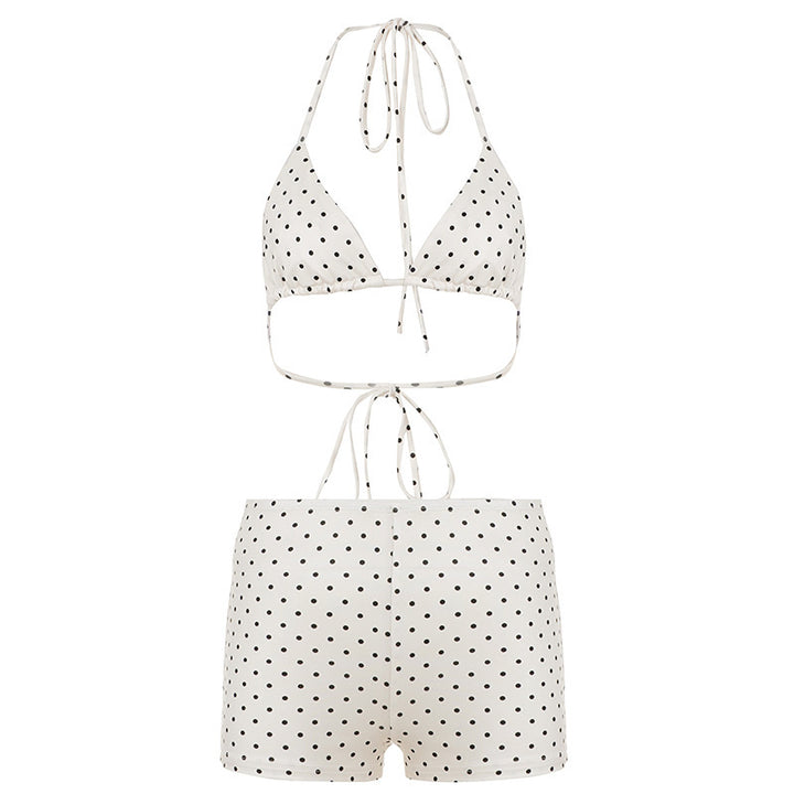 Damebikinisæt i højkvalitetsmateriale med moderne polka-prikker design Skovae