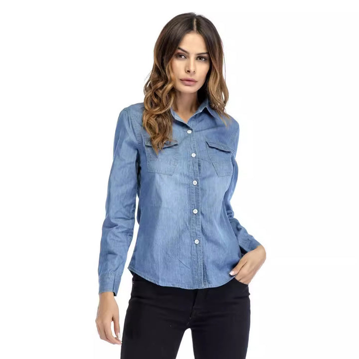 Dame Classic Denim Knap-til-Shirt Stilla