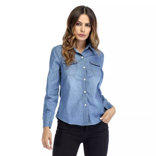Dame Classic Denim Knap-til-Shirt Stilla