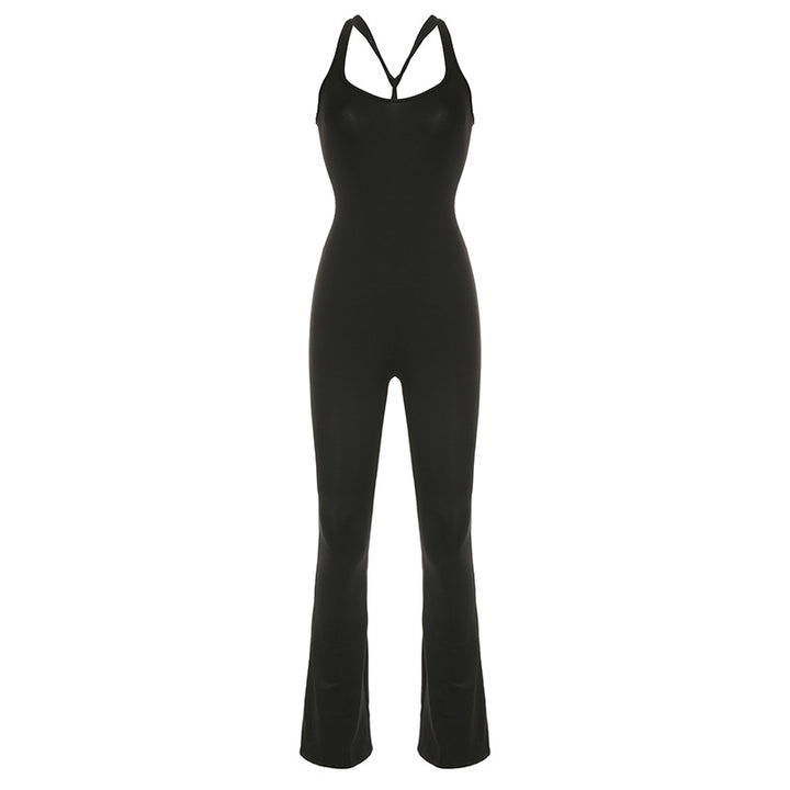 Damen eleganter und figurbetonter Jumpsuit mit schmalem Bein Skovae