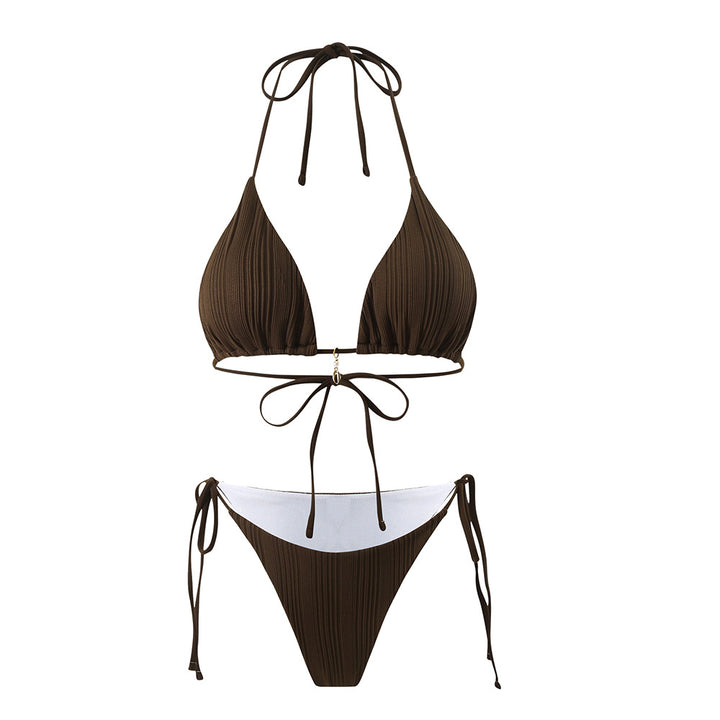 Dame Triangel-Bikini med raffineret rynkedesign og justerbare stropper Stilla