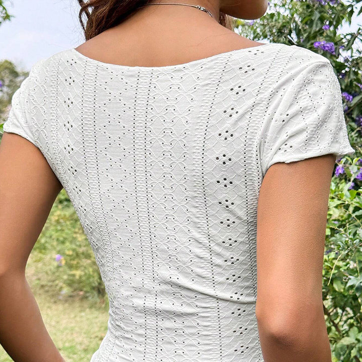 Damer Crop Top med udsmykkede hullet mønstre og tætsiddende snit Stilla