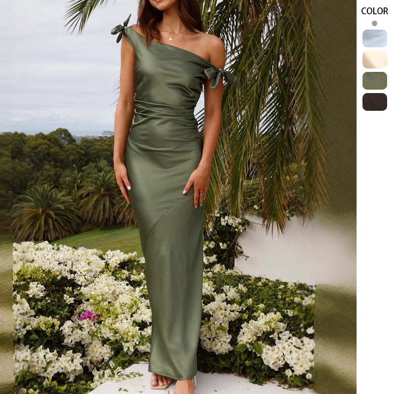 Kvinder Elegant Maxi Kjole med Off-Shoulder Design og Finesse Bånd Stilla