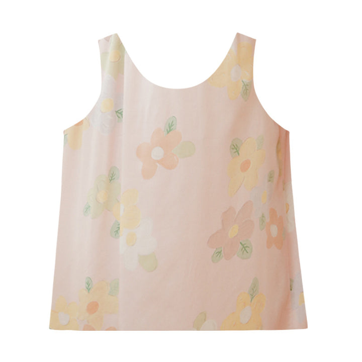 Dame bluse top med blomstret design og maxilængde snit Stilla