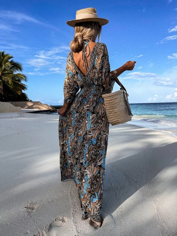Dame Maxi-kjole med boho-inspireret mønster Stilla