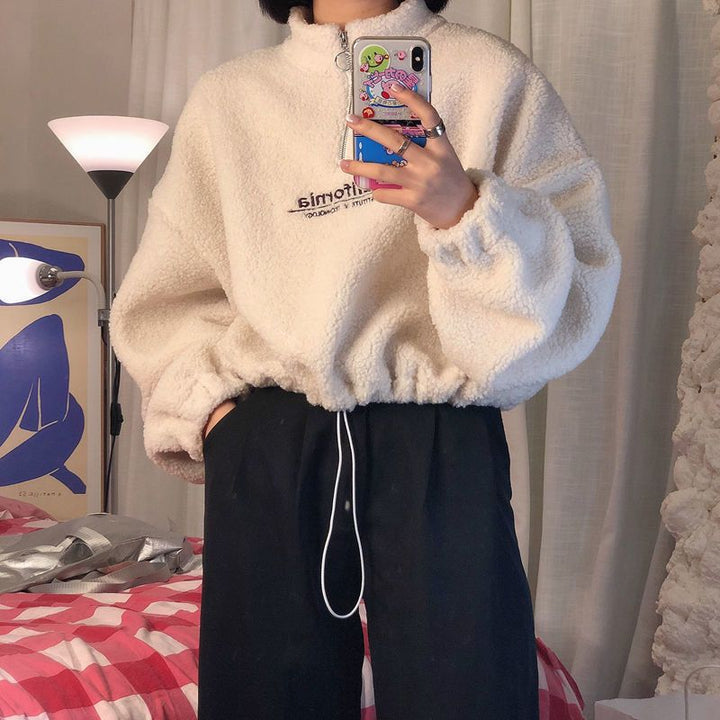 Kvindernes fleece pullover med stående krave og lynlås Skovae