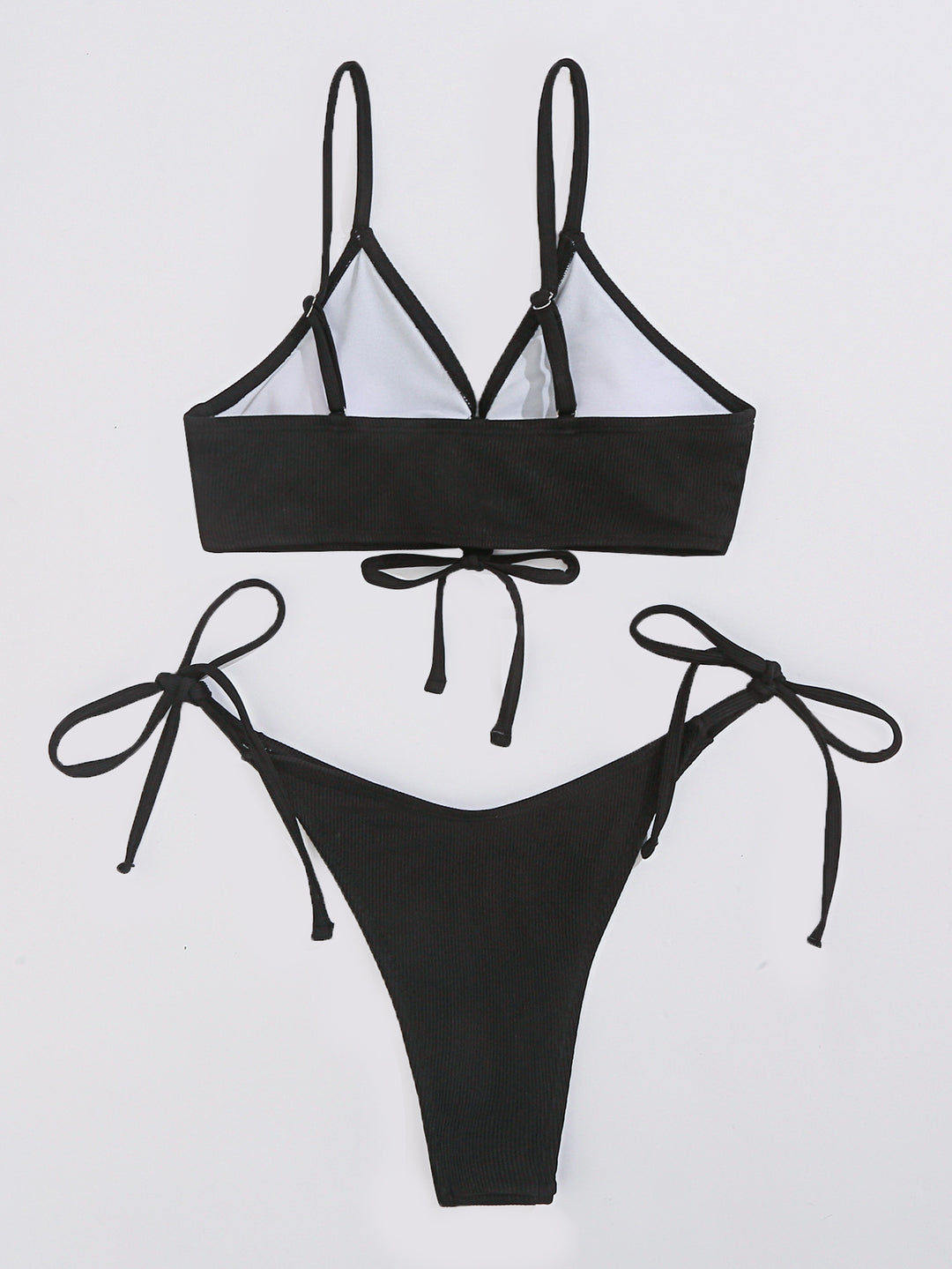 Dame Triangel-Bikini-Sæt med justerbare snørredetaljer og elastisk ribdesign Stilla