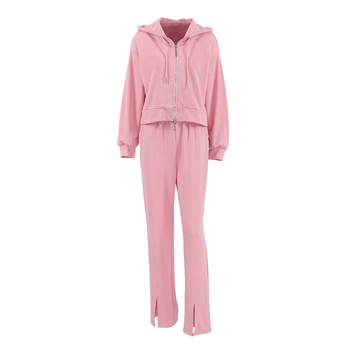 Dame sporty cropped hoodie- og slipset med sidelæns deling Stilla