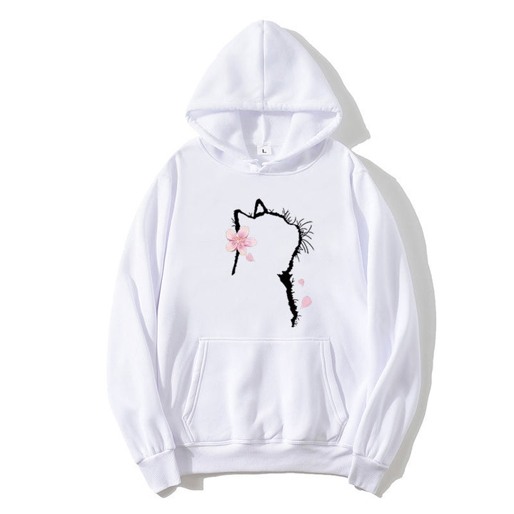 Kvinders hoodie med blomsterkat design Skovae