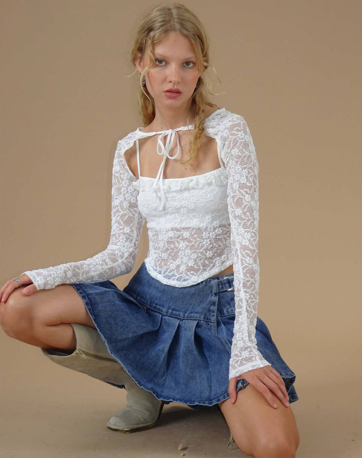 Damer Intricate Lace Langærmet Top Stilla