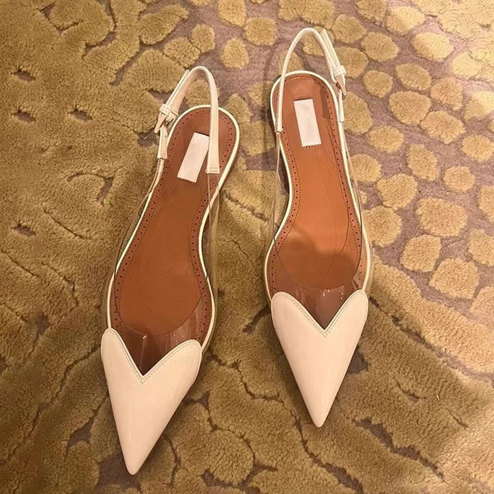 Dame transparente spids Slingback-flats Stilla