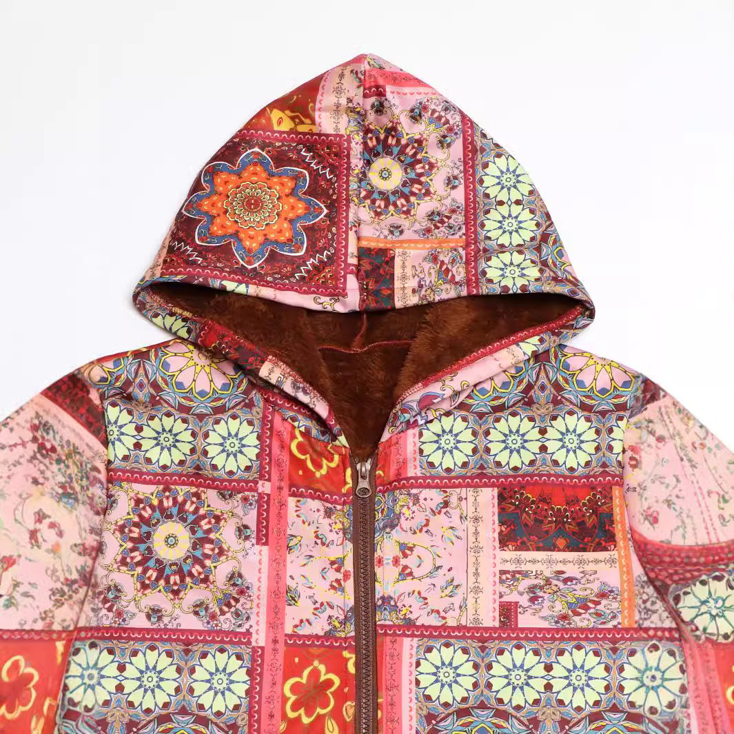 Femme Komfortabel Patchwork Hættejakke Stilla