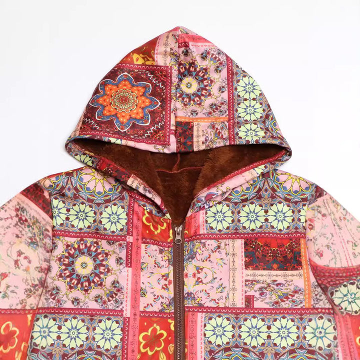 Femme Komfortabel Patchwork Hættejakke Stilla