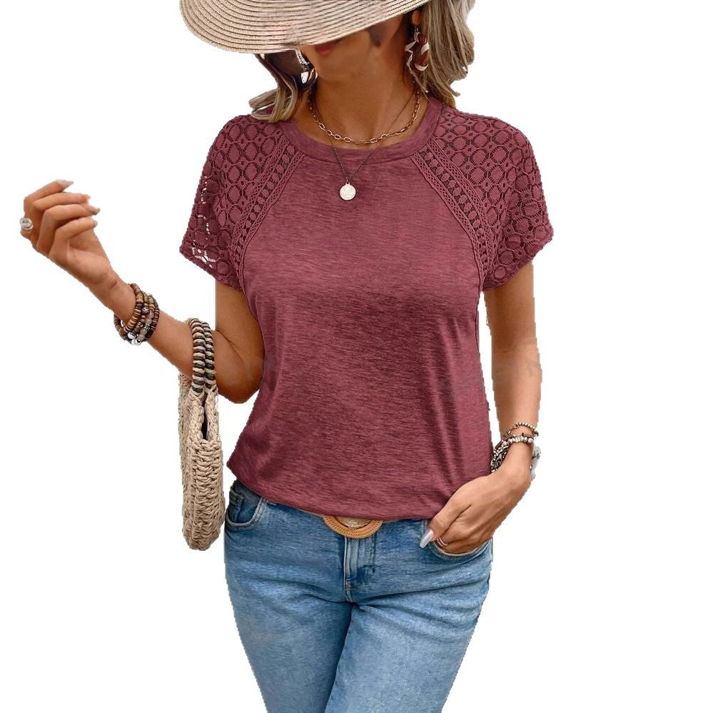 Dame moderne T-shirt med spidsbesætning Stilla