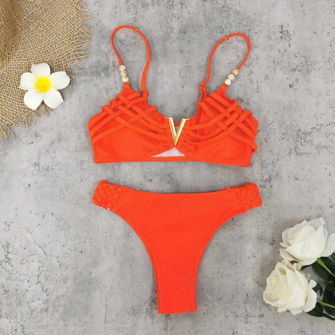 Dame Bikini-sæt med filigran flæse design og luksuriøse smykkedetaljer Stilla