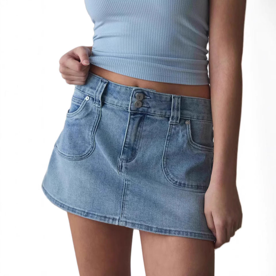 Dame mini nederdel i tidløst design med praktiske lommer og afslappet pasform Stilla