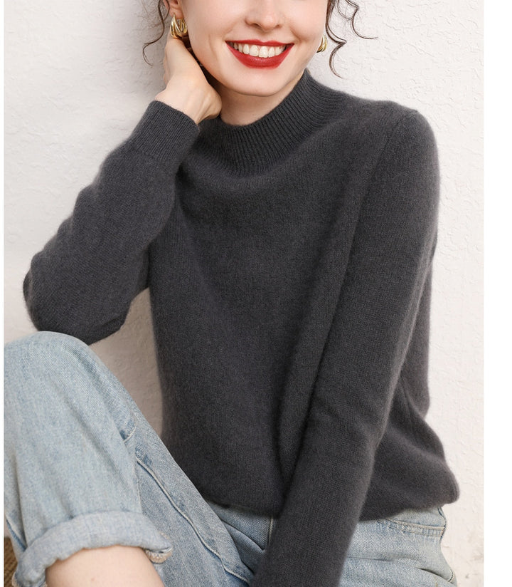Kvinders cashmere-lignende pullover med høj hals og smalle ærmer Stilla