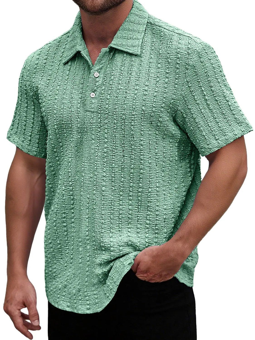 Herrer Struktur Kortærmet Poloshirt Stilla