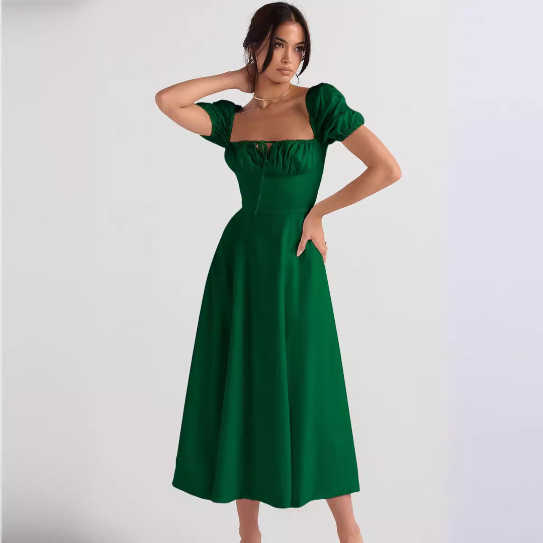 Dame midi kjole med kliché korse og udvidet skirt
