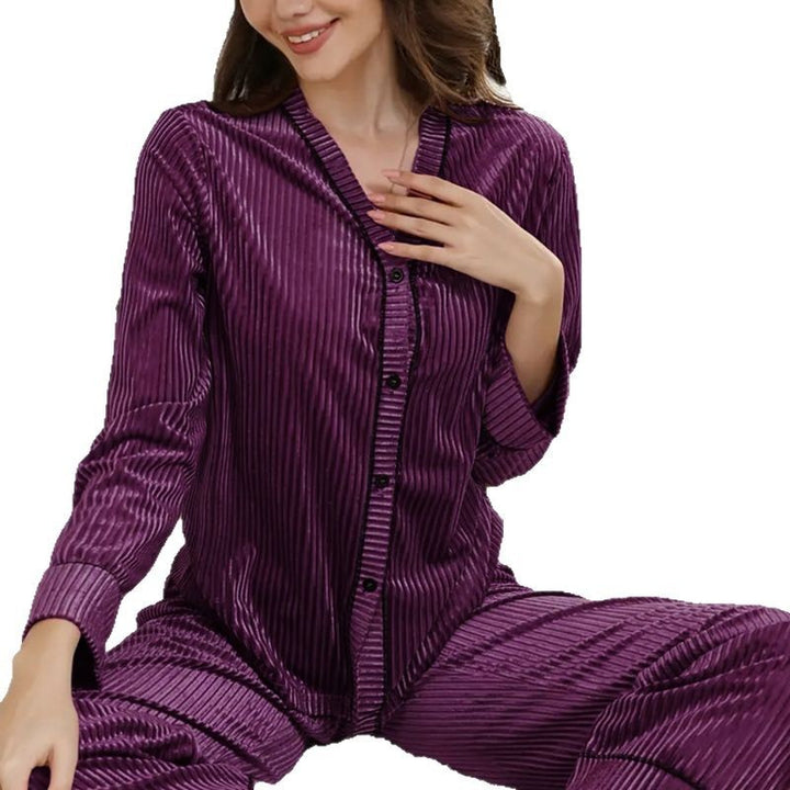 Fru Luksuriøs Samt Pyjamas-Sæt med justerbar talje Stilla