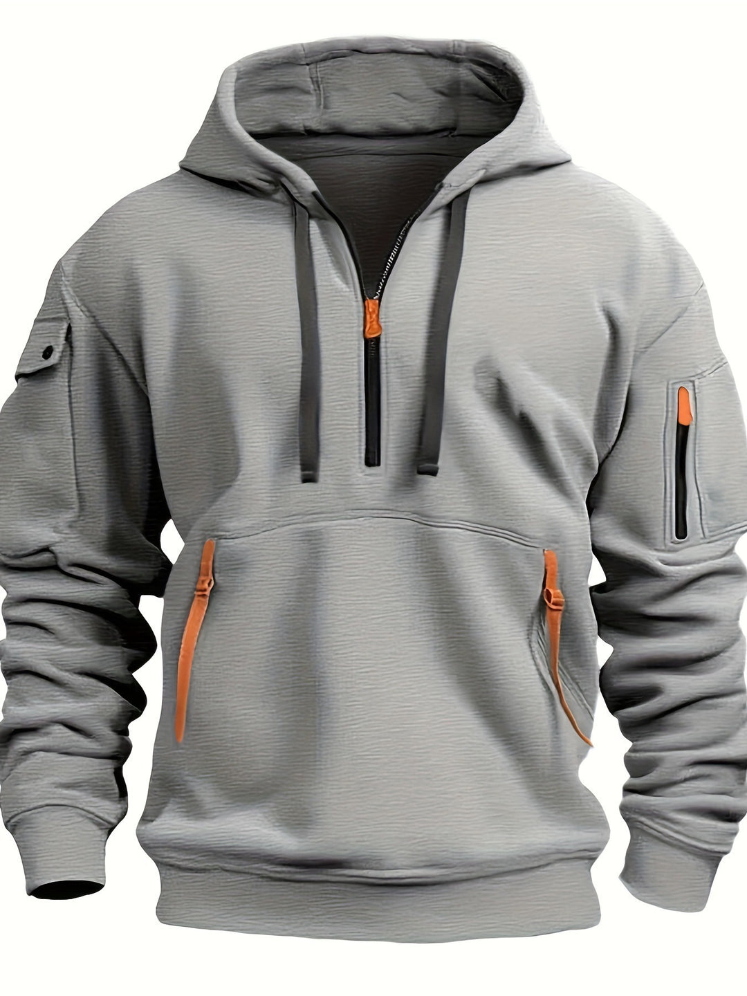 Herre hoodie med praktiske lynlåslommer Skovae