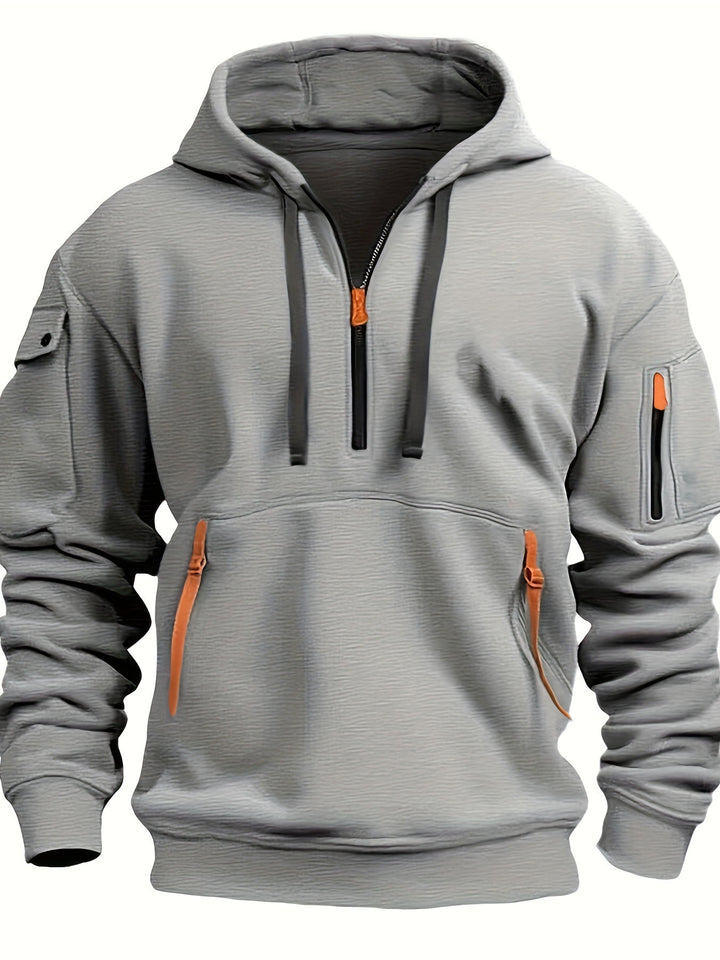 Herre hoodie med praktiske lynlåslommer Skovae