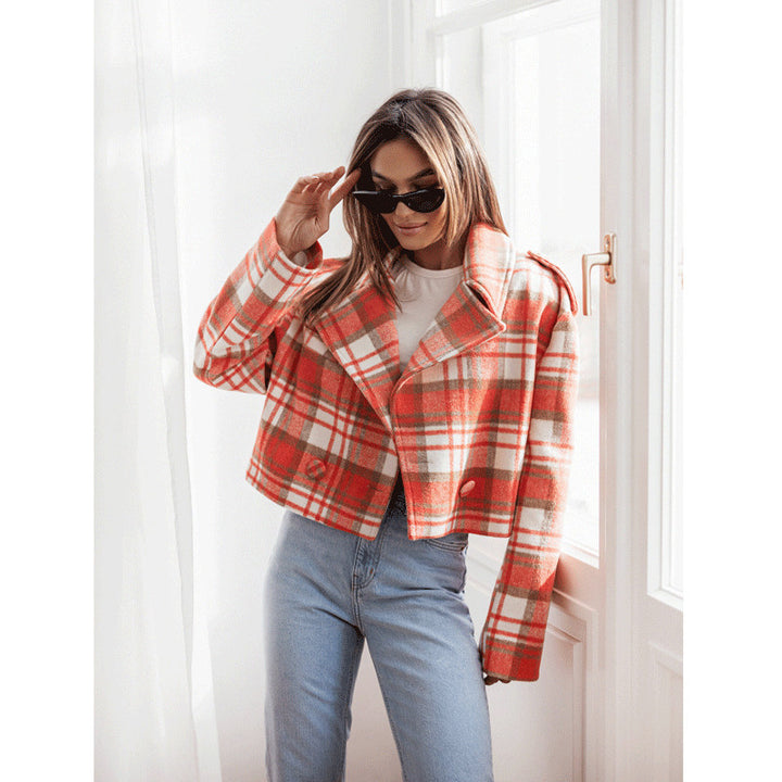 Dame Ternet Kort Blazer i Moderne Stil Stilla