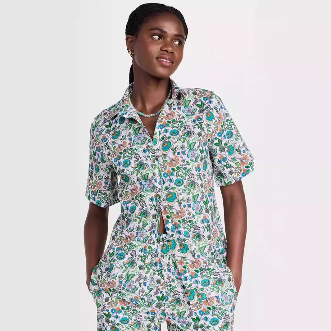 Femme Floral Print To-delt Loungewear-Sæt Stilla