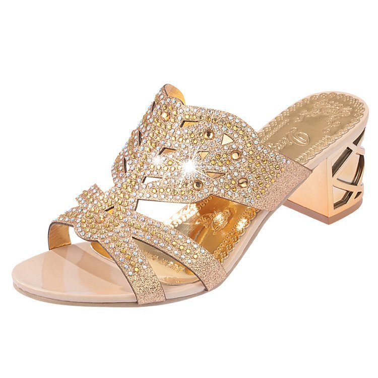 Damer Glamourøse Højhælede Pantoletten med funklerende Rhinestone-detalje og elegant design Stilla