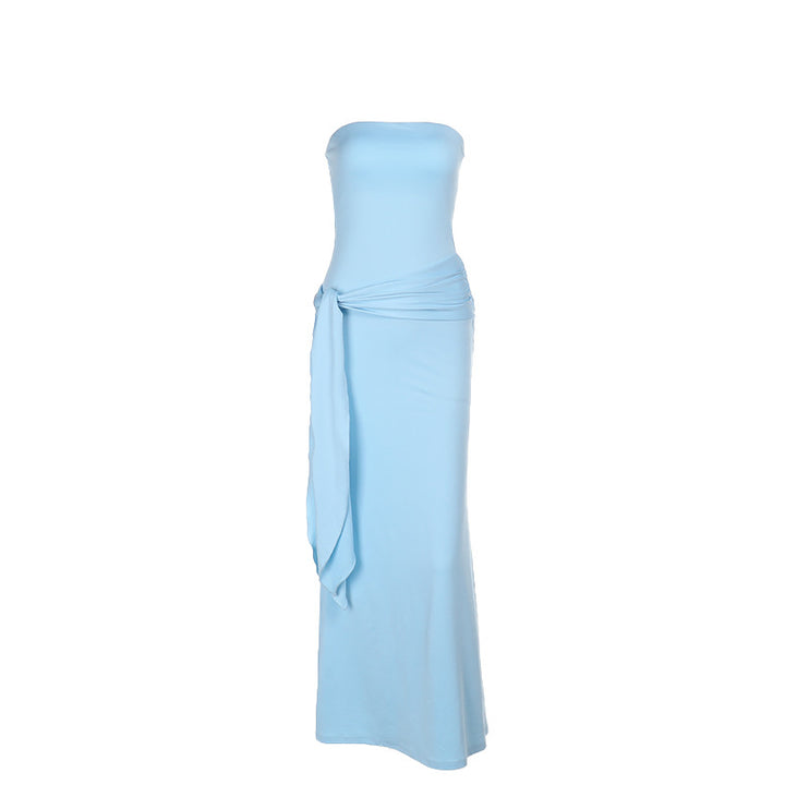 Dame Elegant Bandeau-maxikjole med figurskabende design Skovae