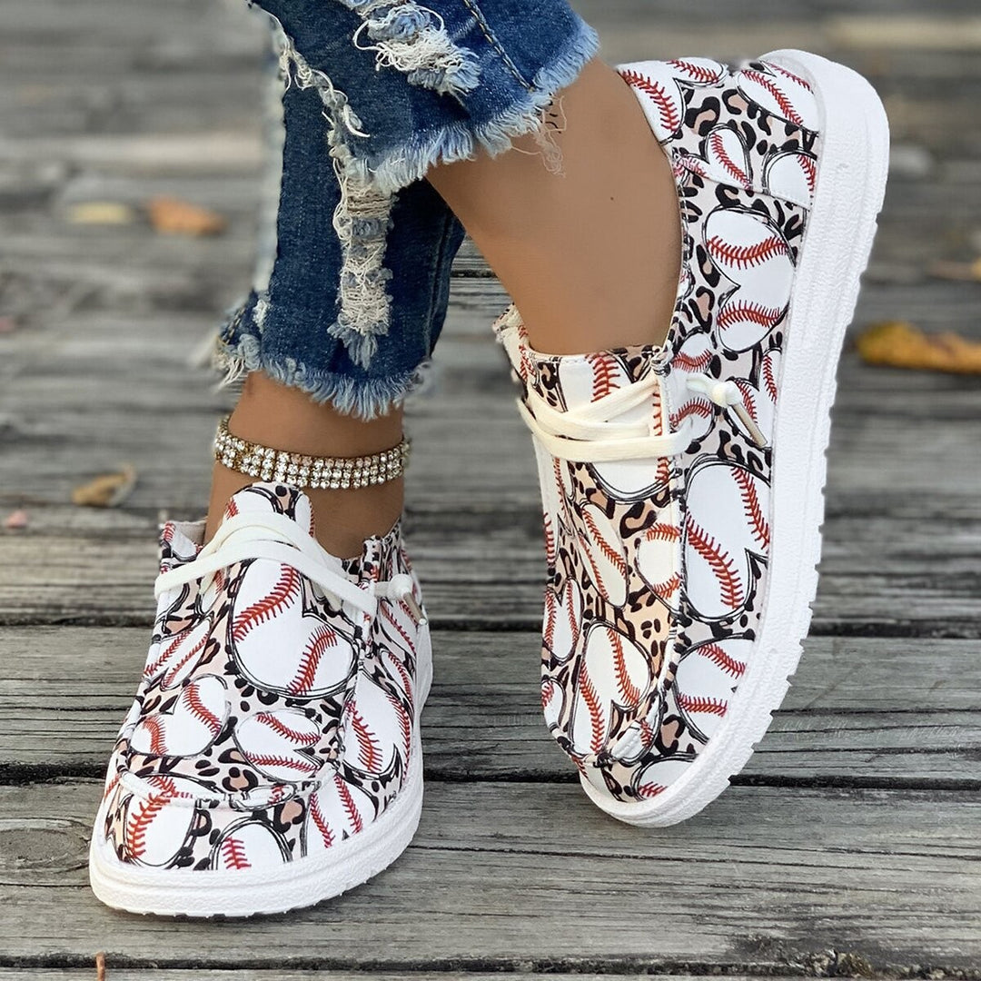 Dame Sneakers med kreativt baseball-design Stilla