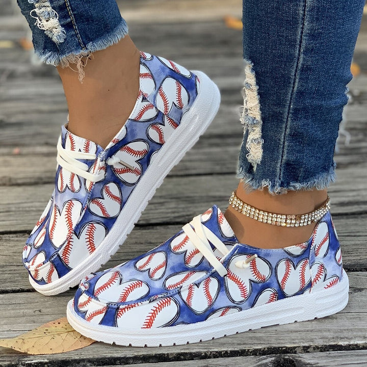 Dame Sneakers med kreativt baseball-design Stilla