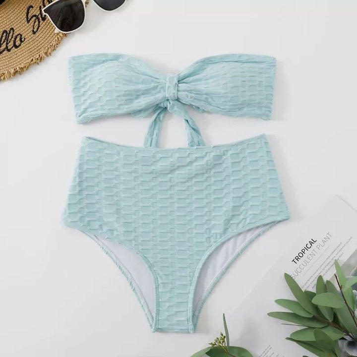 Dame højt skåret bikini med stilfuldt knudedetalje Skovae