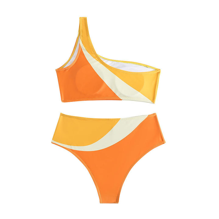 Damer asymmetrisk bikini med detaljeret farvegradient-udseende Skovae