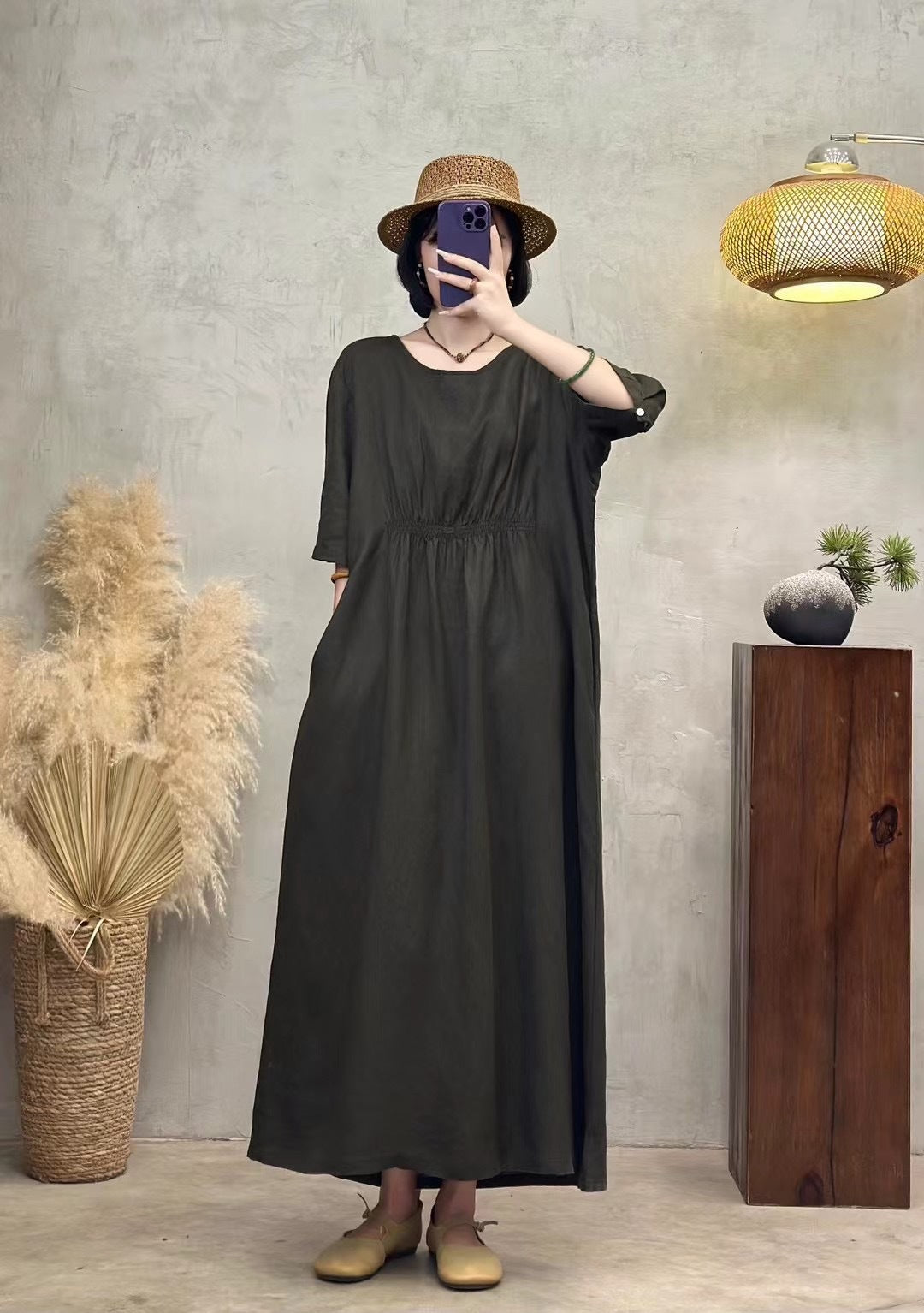 Dame Elegant Maxi-Kjole med Empire-talje Stilla