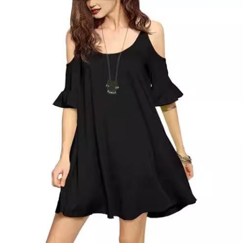 Dame Off-Shoulder Kjole med Ruffle Detaljer Stilla