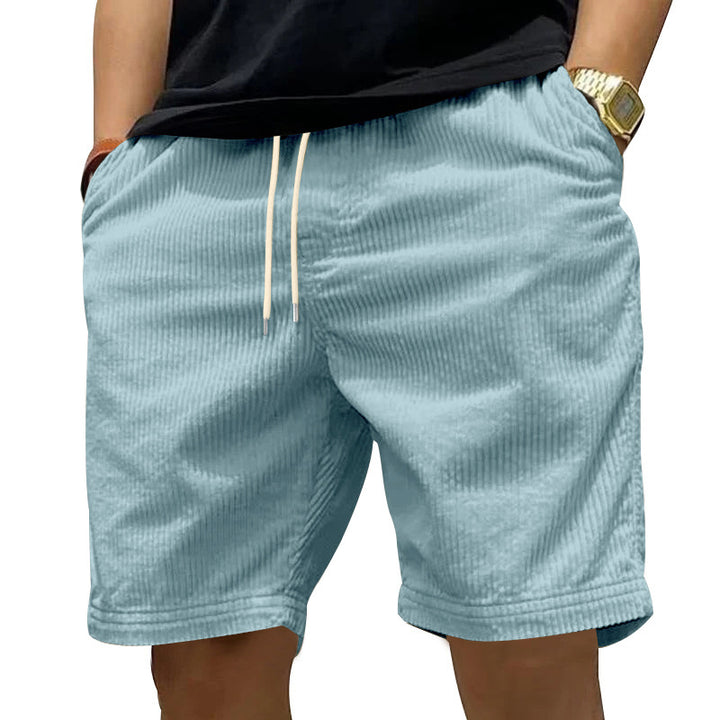 Herre afslappede cordshorts med elastisk linning og moderne stiklommer Stilla