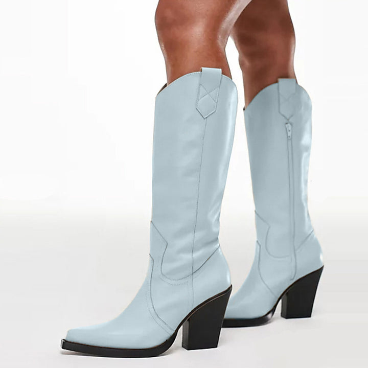 Femme Western-stil knælange stiletto-støvler med dekorative detaljer  Stilla