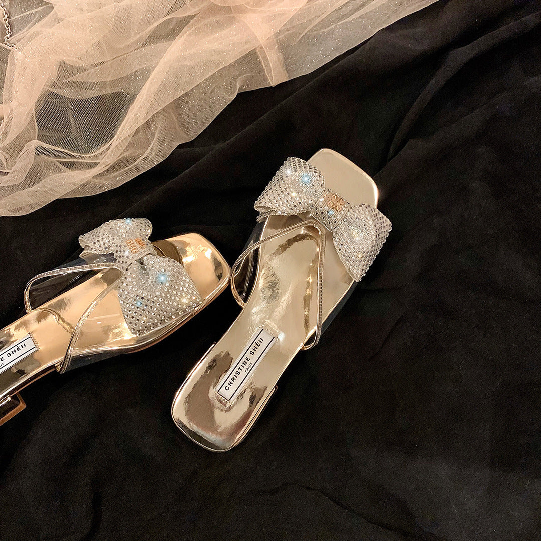 Dame Stilfulde Slide Sandaler med Rhinsten detaljer Stilla