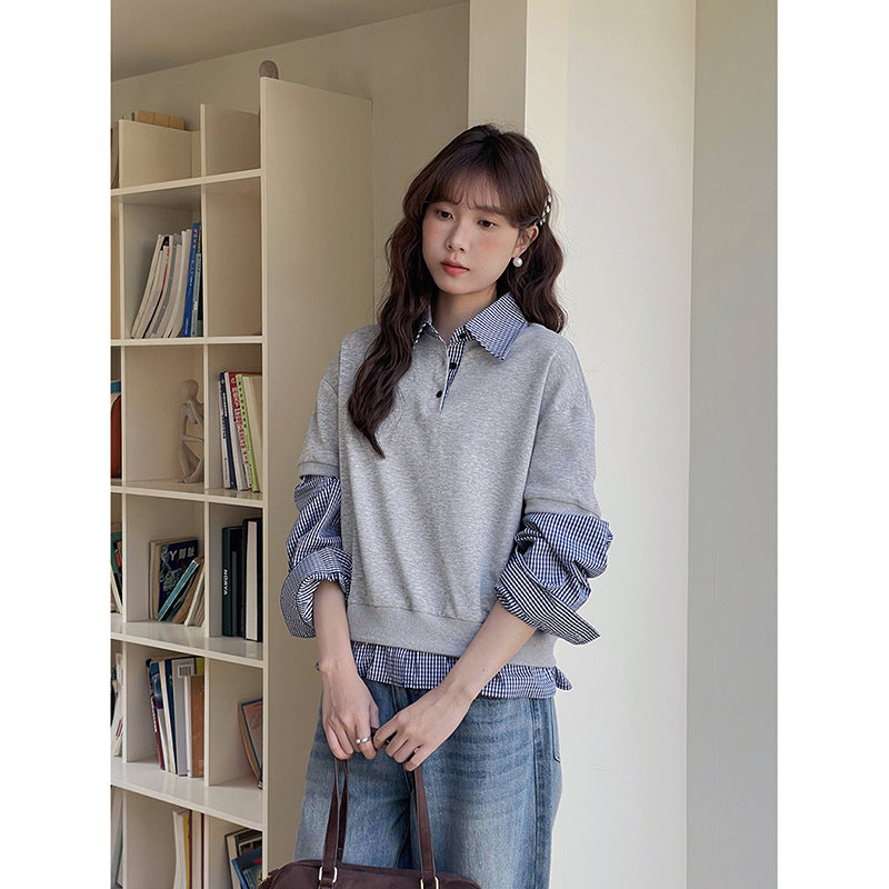 Dame Lagdelt Sweatshirt med elegant krave og legende ruffle-design Stilla