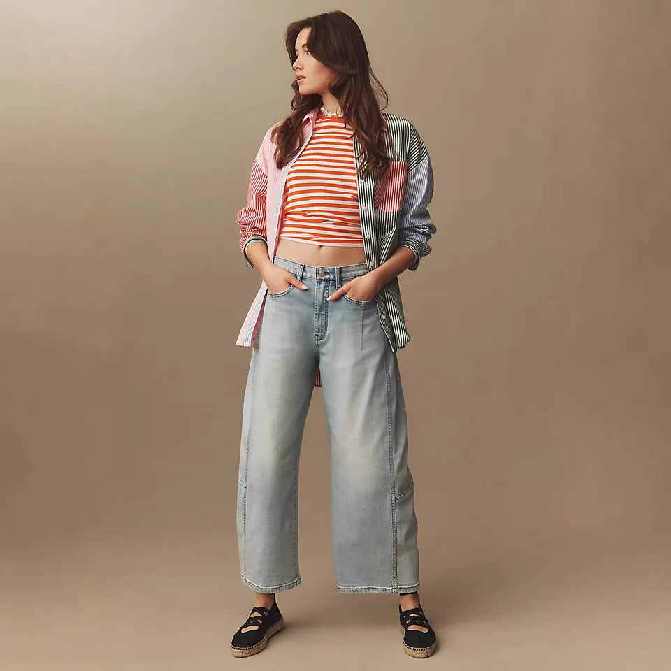 Dame Løst skårne Denim-bukser med høj talje og behagelig pasform Stilla