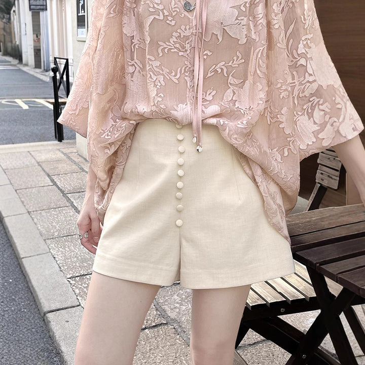 Dame elegante shorts med gennemgående knaplukning Stilla