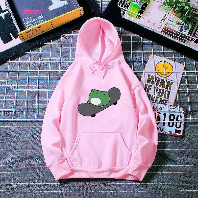 Kvinders hoodie med humoristisk frødesign Skovae