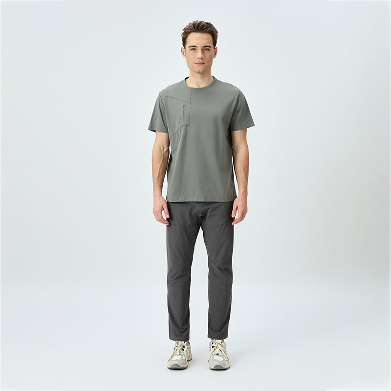 Herrer åndbart sports-T-shirt med praktisk lynlås og sidelomme Stilla